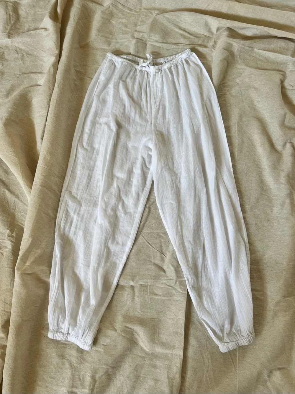 Lightweight White Drawstring Lounge Pants